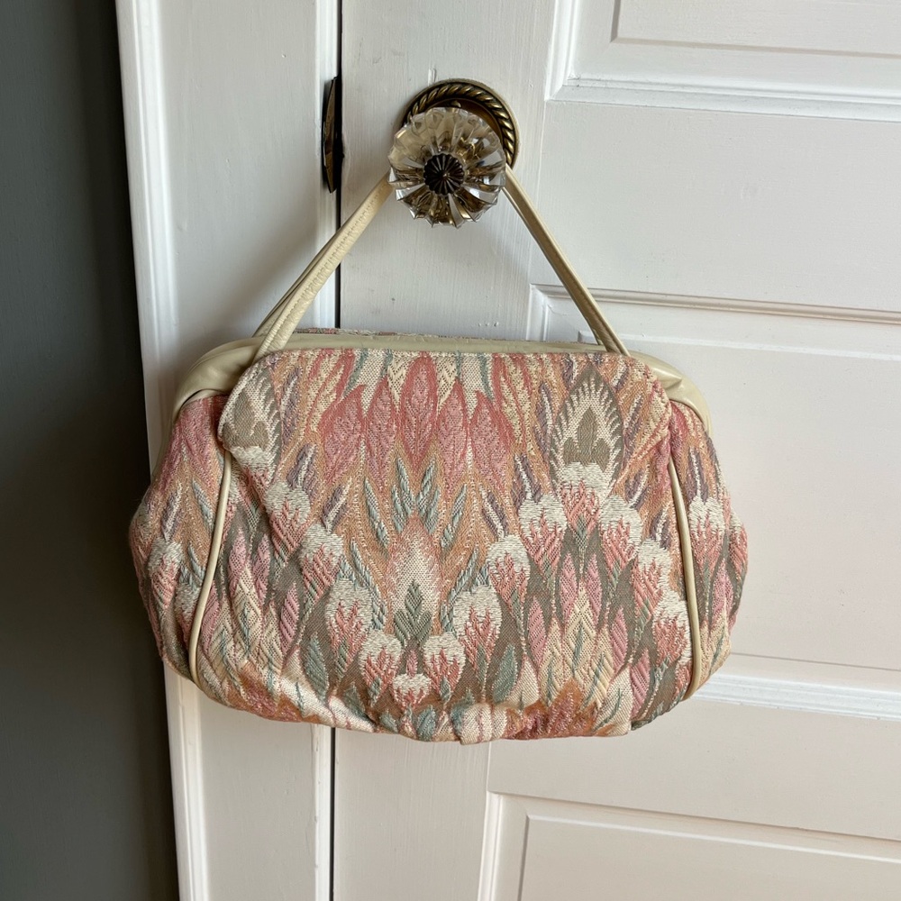 Vintage Flamestitch Paisley Tapestry Purse Crossbody Shoulder Bag